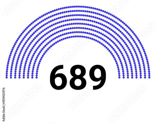 Hemicycle 689 seats - 8 rows