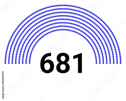 Hemicycle 681 seats - 8 rows