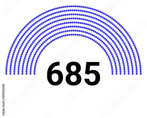 Hemicycle 685 seats - 8 rows