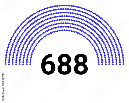 Hemicycle 688 seats - 8 rows