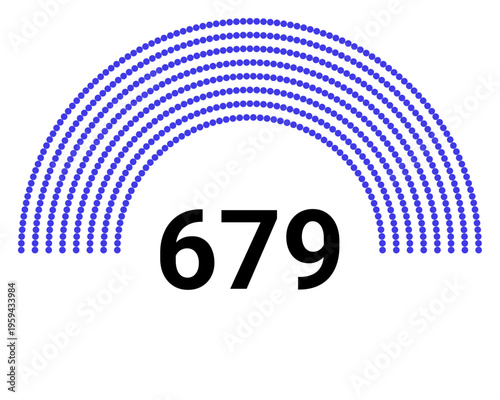 Hemicycle 679 seats - 8 rows