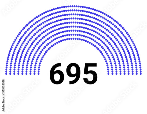 Hemicycle 695 seats - 8 rows