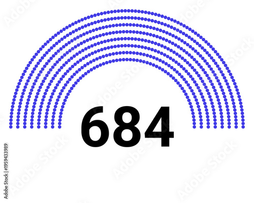 Hemicycle 684 seats - 8 rows