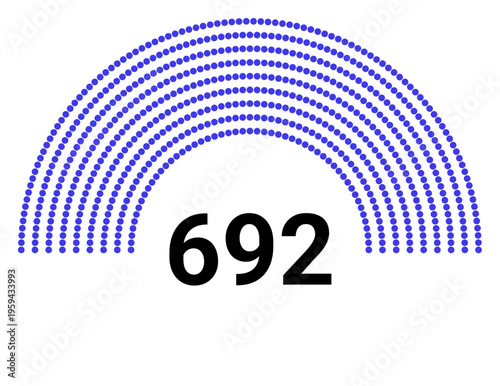 Hemicycle 692 seats - 8 rows