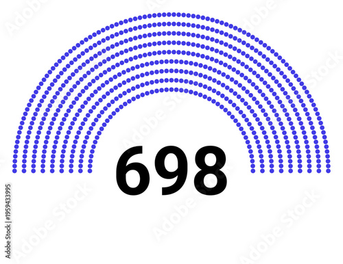 Hemicycle 698 seats - 8 rows