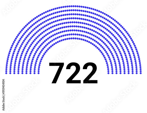 Hemicycle 722 seats - 8 rows