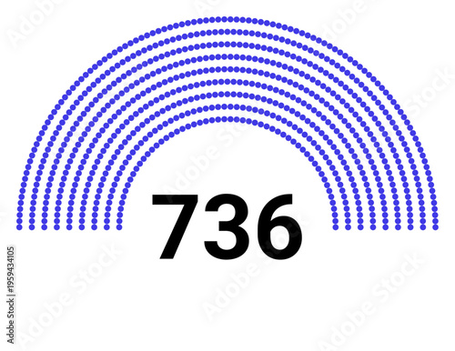 Hemicycle 736 seats - 8 rows
