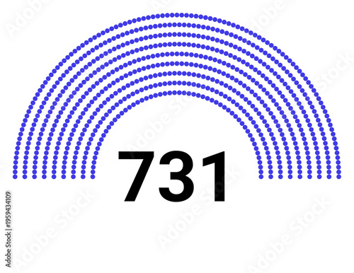 Hemicycle 731 seats - 8 rows