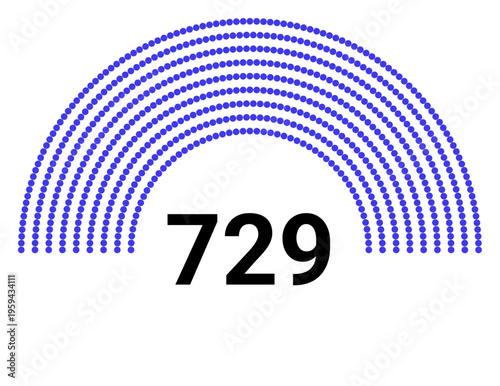 Hemicycle 729 seats - 8 rows