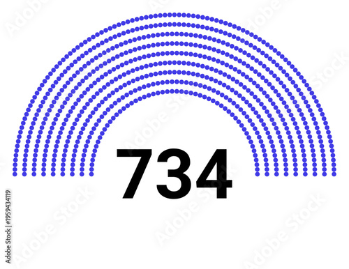 Hemicycle 734 seats - 8 rows