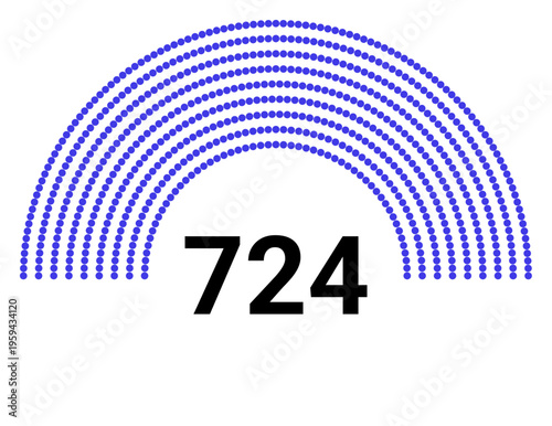 Hemicycle 724 seats - 8 rows