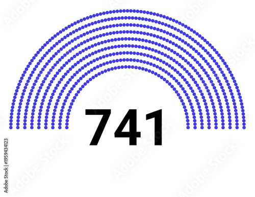 Hemicycle 741 seats - 8 rows