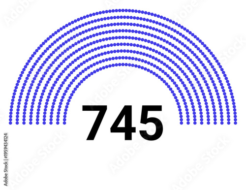 Hemicycle 745 seats - 8 rows
