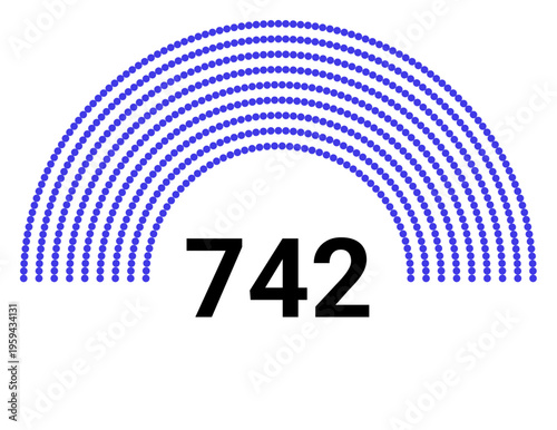 Hemicycle 742 seats - 8 rows