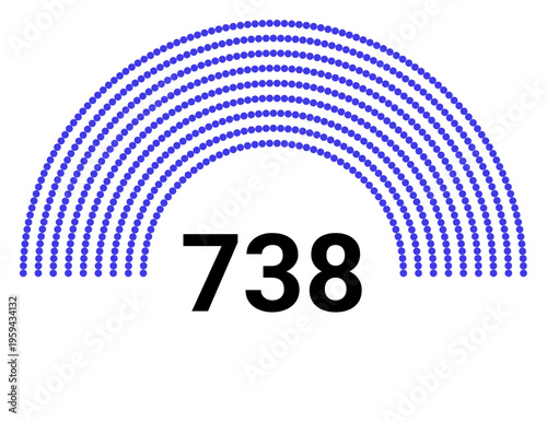 Hemicycle 738 seats - 8 rows