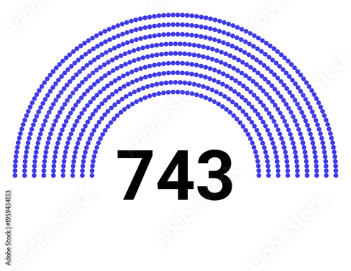 Hemicycle 743 seats - 8 rows