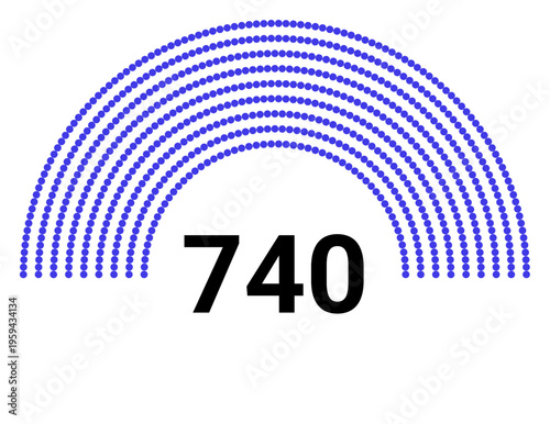 Hemicycle 740 seats - 8 rows