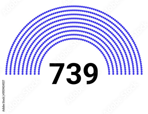 Hemicycle 739 seats - 8 rows