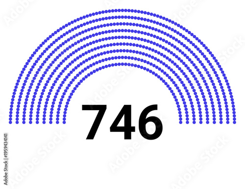 Hemicycle 746 seats - 8 rows