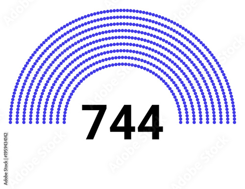 Hemicycle 744 seats - 8 rows