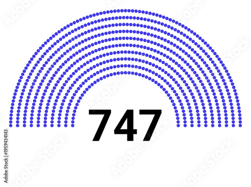 Hemicycle 747 seats - 8 rows