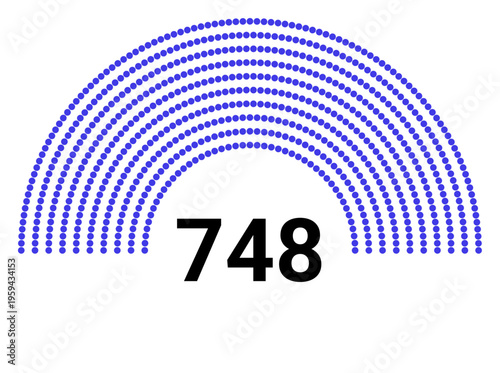 Hemicycle 748 seats - 8 rows