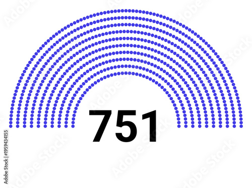 Hemicycle 751 seats - 8 rows