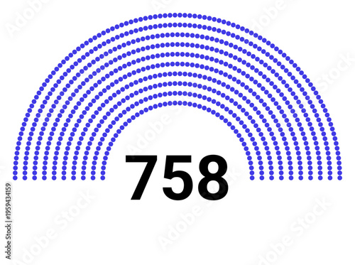 Hemicycle 758 seats - 8 rows