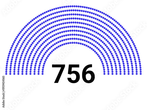 Hemicycle 756 seats - 8 rows
