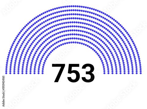Hemicycle 753 seats - 8 rows