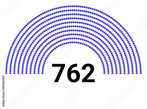 Hemicycle 762 seats - 8 rows
