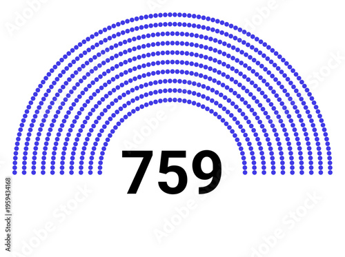 Hemicycle 759 seats - 8 rows