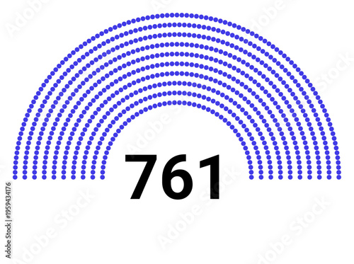 Hemicycle 761 seats - 8 rows