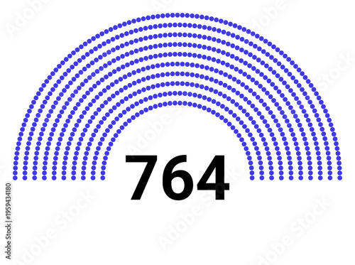 Hemicycle 764 seats - 8 rows