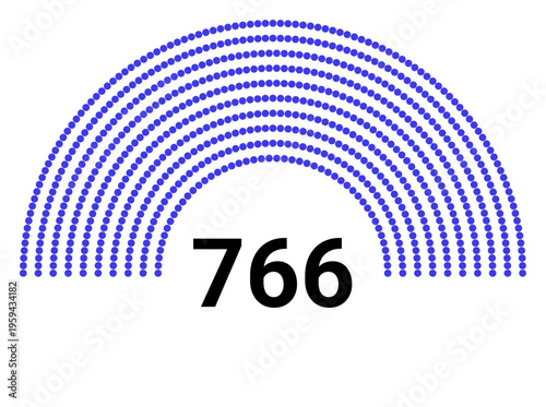 Hemicycle 766 seats - 8 rows