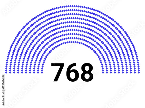 Hemicycle 768 seats - 8 rows