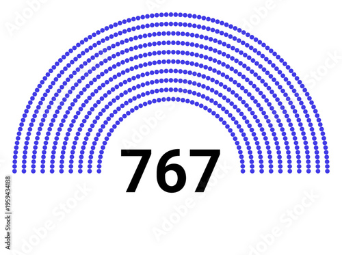 Hemicycle 767 seats - 8 rows