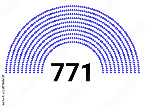 Hemicycle 771 seats - 8 rows