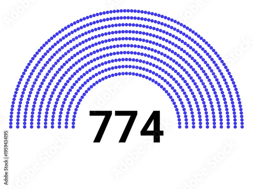 Hemicycle 774 seats - 8 rows