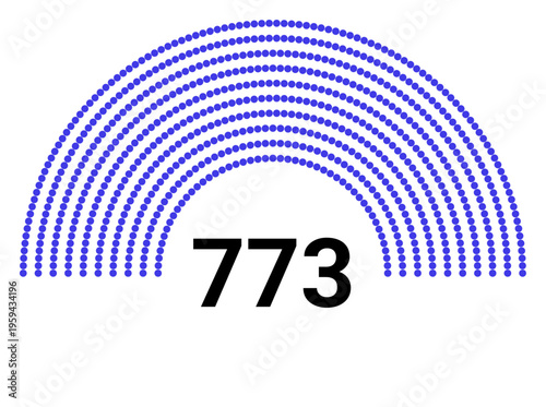 Hemicycle 773 seats - 8 rows