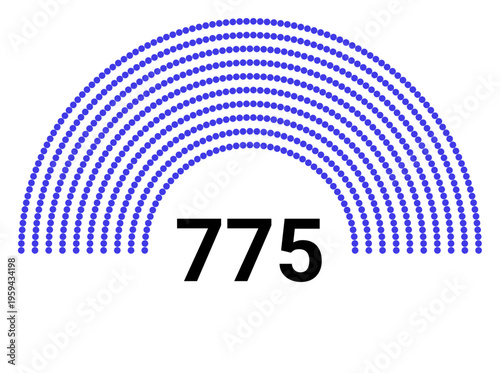 Hemicycle 775 seats - 8 rows