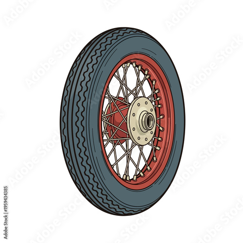 Vintage Wire Wheel with Tire