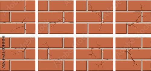 Brick Wall with Cracks - A Seamless Pattern of Damaged Construction Material