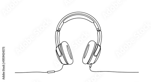 Minimalist line art of wired headphones