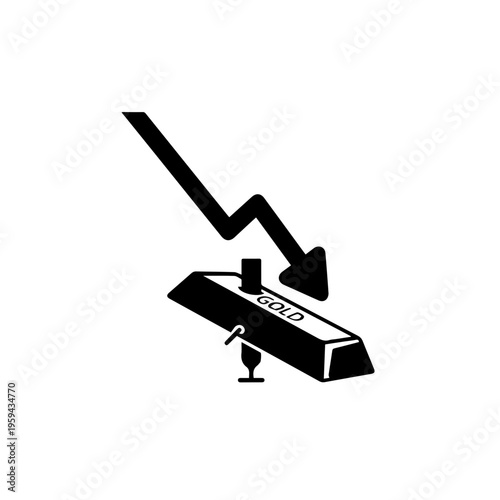 Visualizing a sharp decline in gold prices, this conceptual illustration highlights financial market instability, economic downturn, and asset value depreciation