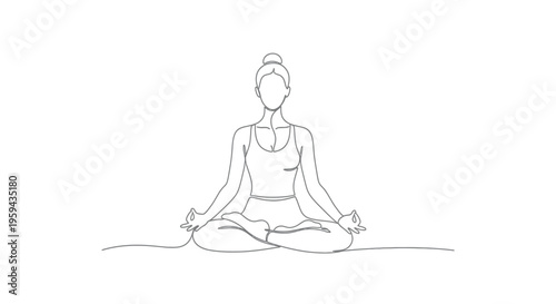 Minimalist line art of a person meditating in a cross-legged pose