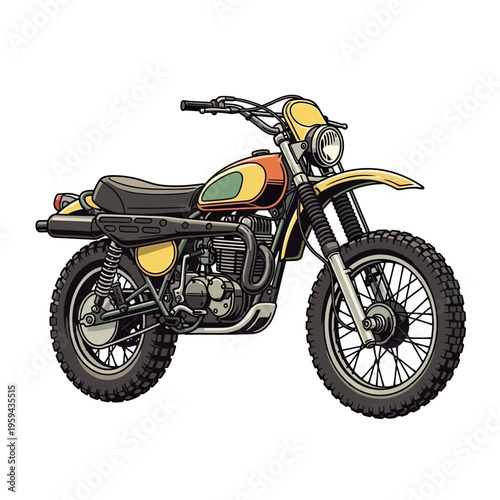 Vintage off-road motorcycle illustration