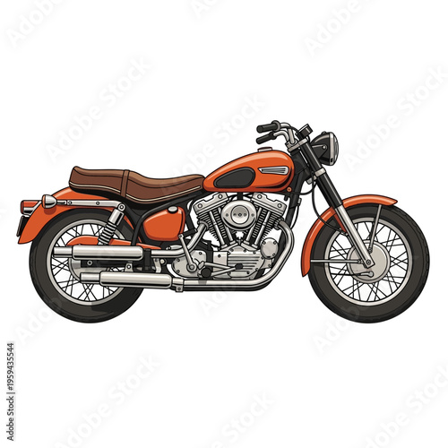 Vintage Orange Motorcycle Illustration