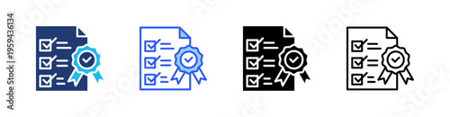 Quality Standards Multi Style Icon Set Vector 