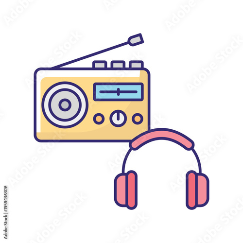 Radio Set Vector icon which can easily modify or edit